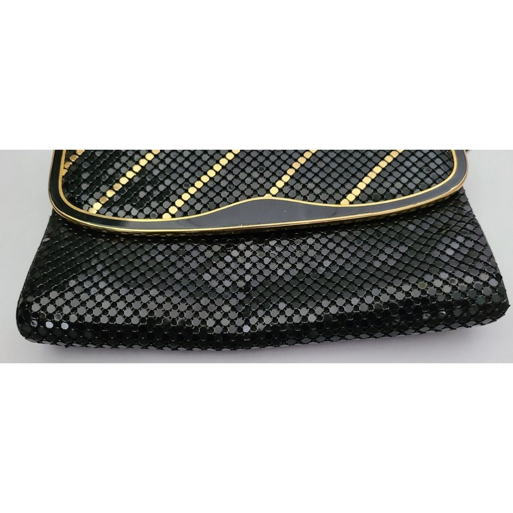 Rebecca Lynn Womens Evening Purse Black Gold Sequin Shoulder Strap 9"x6" - Picture 2 of 8